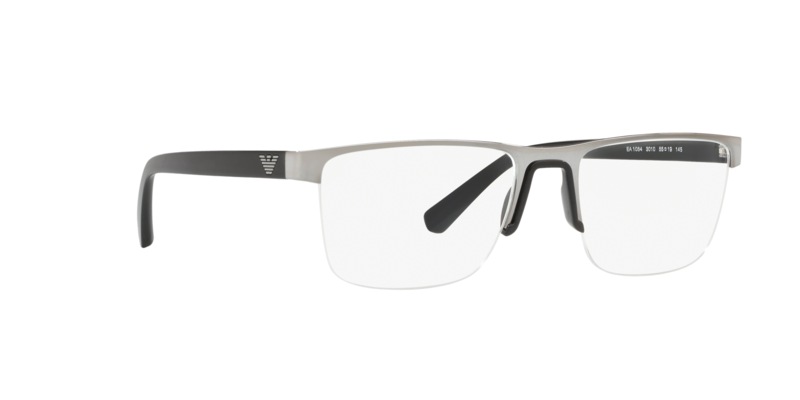 【ミラノ購入】EMPORIO ARMANI ラムレザー2010 アーカイブ Emporio Armani EA1084 3010 55-19 Lançamentos Cinza-escuro | Óticas